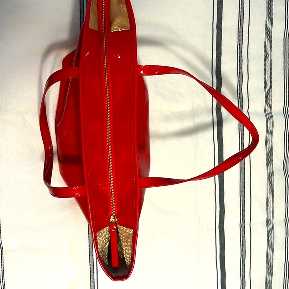 Kate Spade Red Patent Logo Perforated Tote - Picture 11 of 14